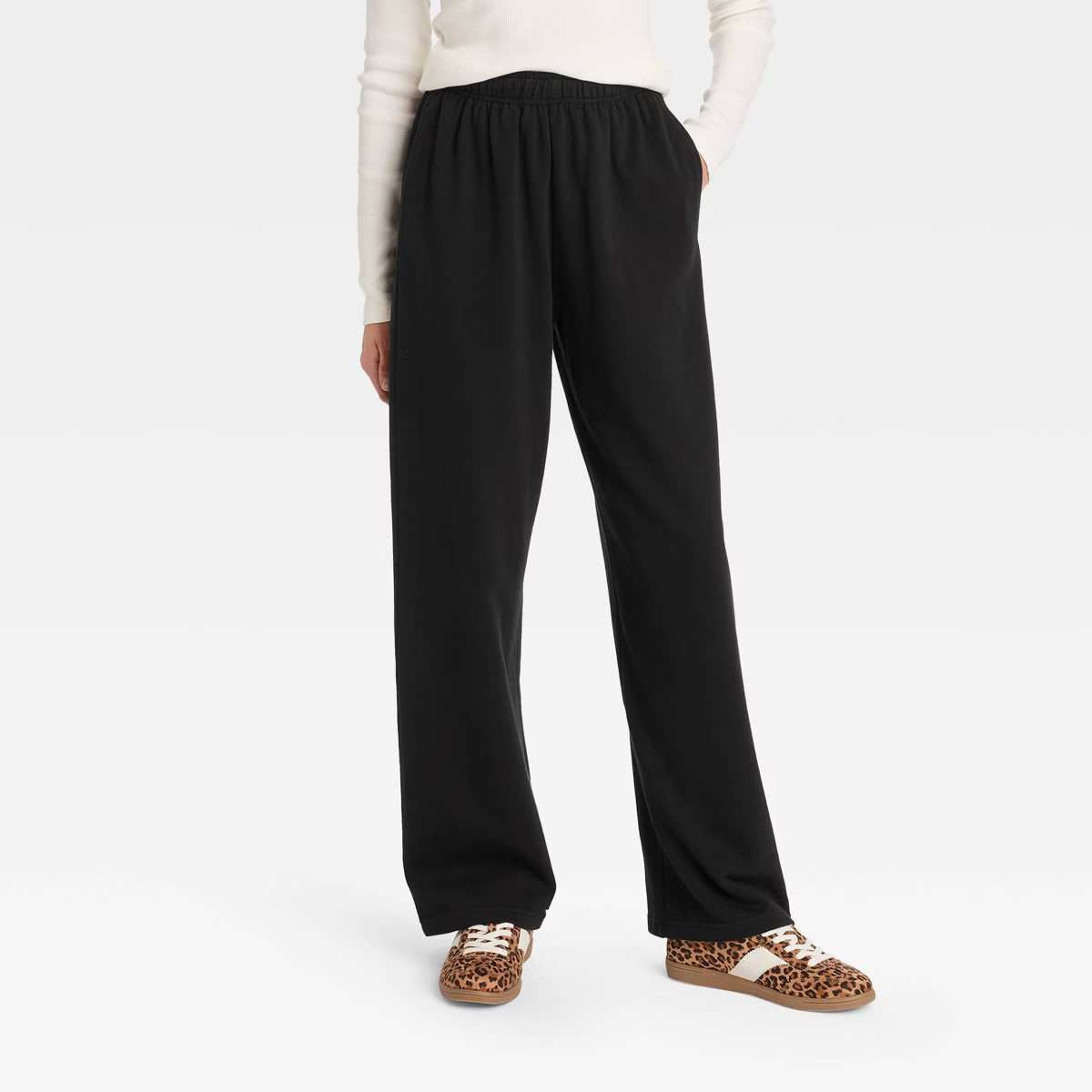 Women's High-Rise Wide Leg Sweatpants - Universal Thread™ Black S | Target