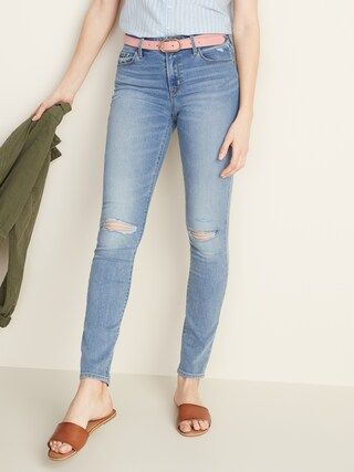 Mid-Rise Pop Icon Skinny Distressed Jeans for Women | Old Navy (US)