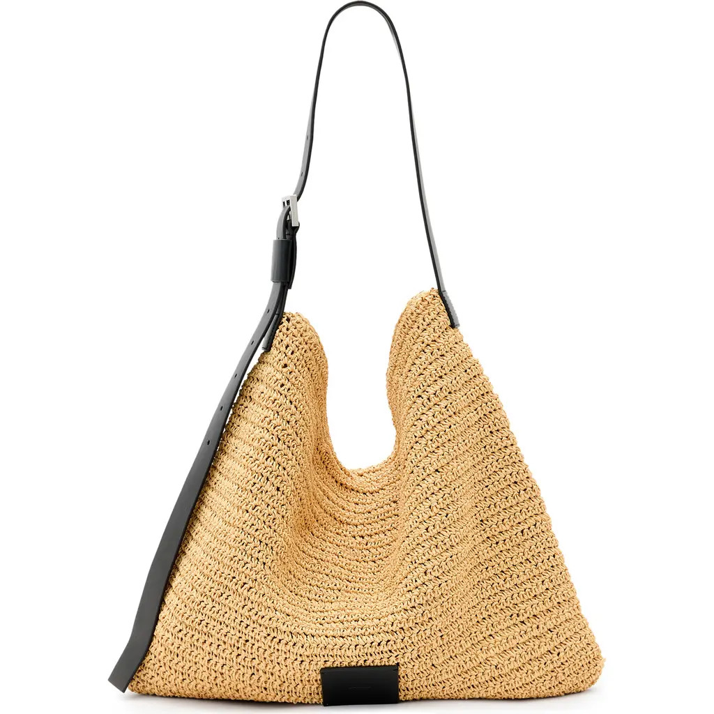 AllSaints Asha Straw Shoulder Bag in Natural at Nordstrom | Nordstrom