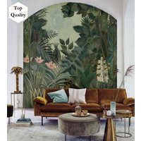 The Equatorial Jungle Wallpaper Green, Removable Peel & Stick Prepasted, Vintage Tropical Decor, Rousseau Painting Modern Home | Etsy (US)