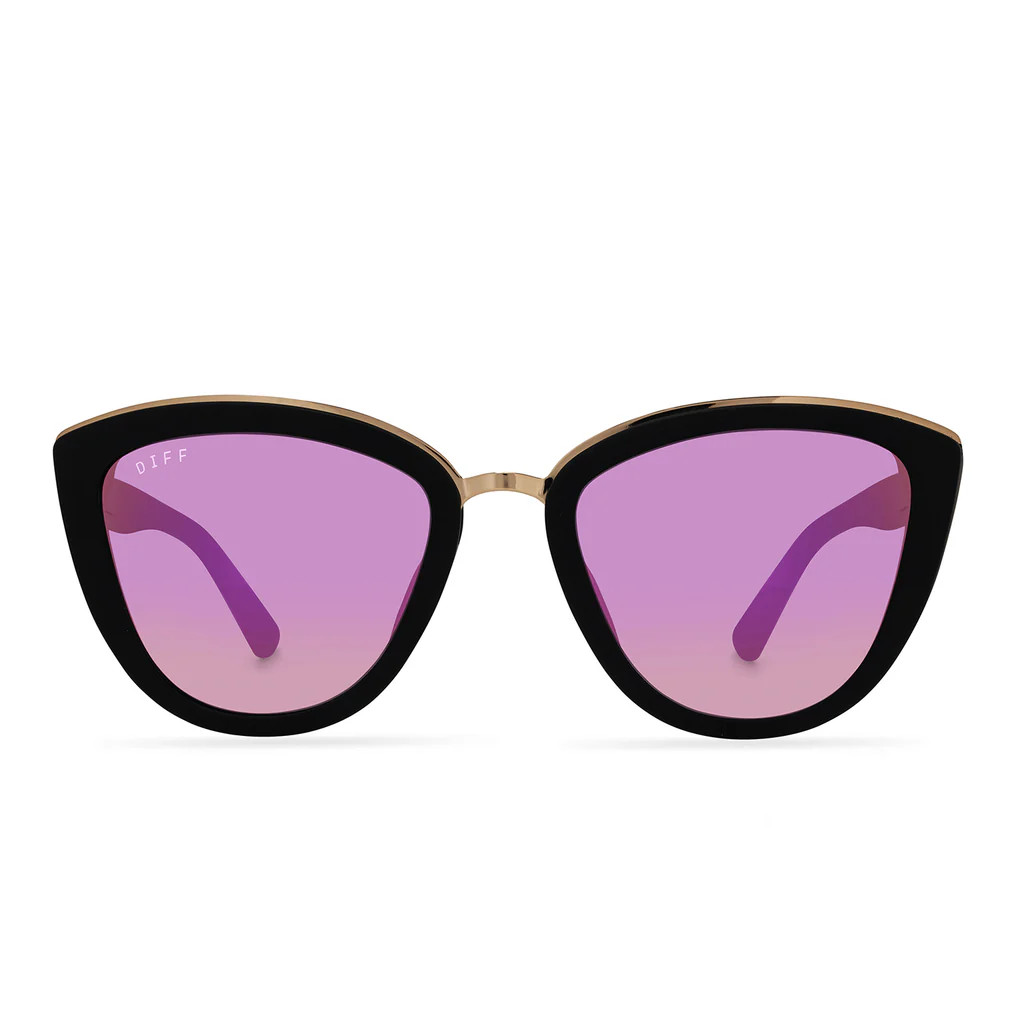 COLOR: matte black   pink mirror sunglasses | DIFF Eyewear