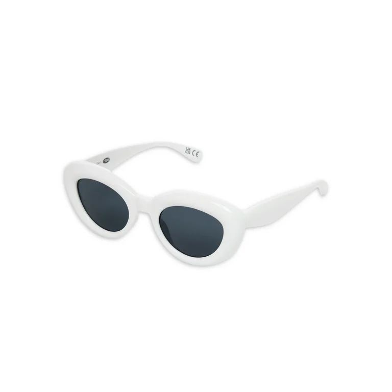 No Boundaries Women's Oval White Sunglasses | Walmart (US)
