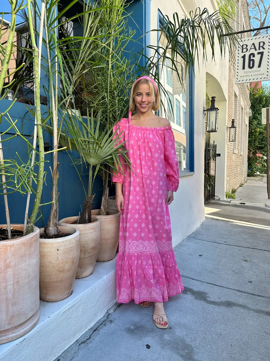 Cosette One Size Maxi Dress Pink Bandana | Madison Mathews