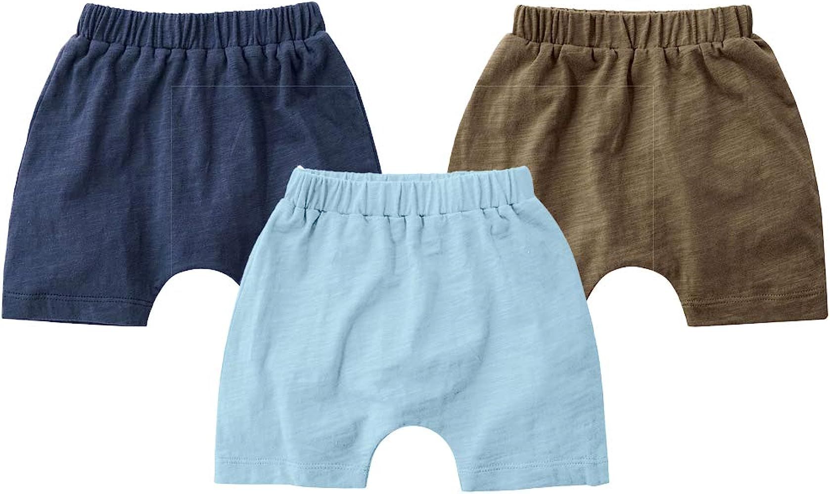 Teach Leanbh Unisex-Baby 3-Pack Cotton Soild Color Short with Drawstring 3-24 Months | Amazon (US)