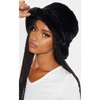 Black Faux Fur Bucket Hat | PrettyLittleThing US