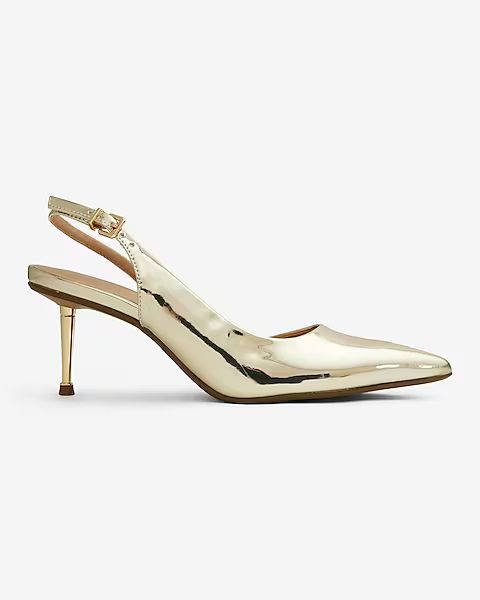 Shiny Gold Heel Slingback Pumps | Express