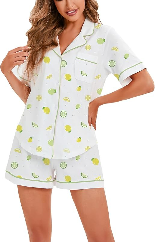 LUBOT 100% Cotton Pajamas for Women PJ Set Button-Down Knitted Soft Long Short Sleeve 2 Piece Sle... | Amazon (US)