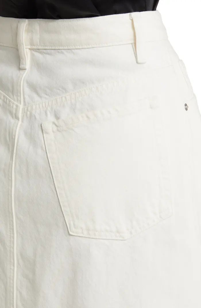 FRAME Angled Seam Raw Hem Denim Midi Skirt | Nordstrom | Nordstrom