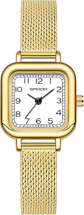 Vintage Square Watches for Women Updated Ladies Quartz Wrist Watches Stainless Steel Band Womens ... | Amazon (US)
