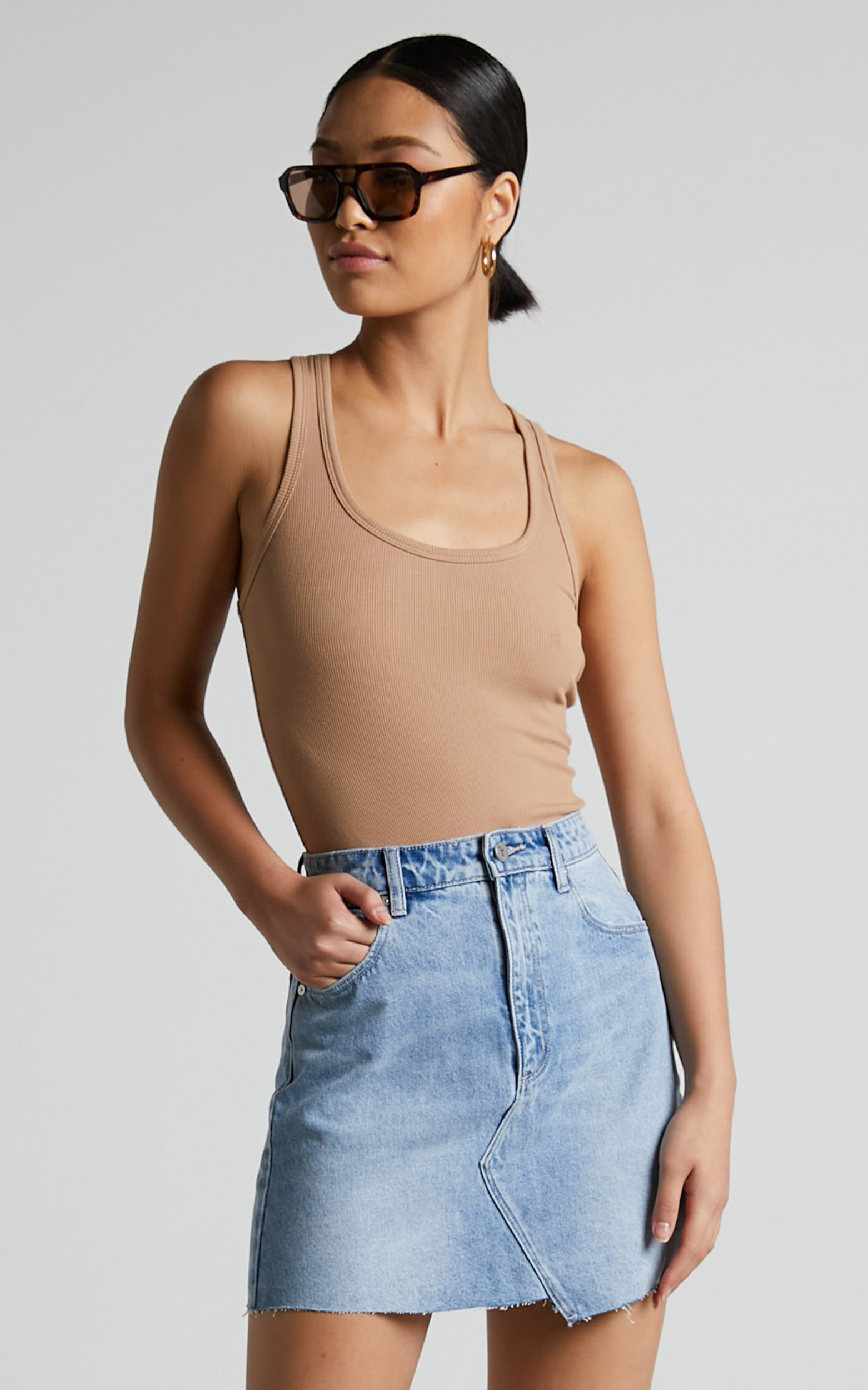 Abrand - A Aline Denim Skirt in Mischa Vintage Blue | Showpo (US, UK & Europe)