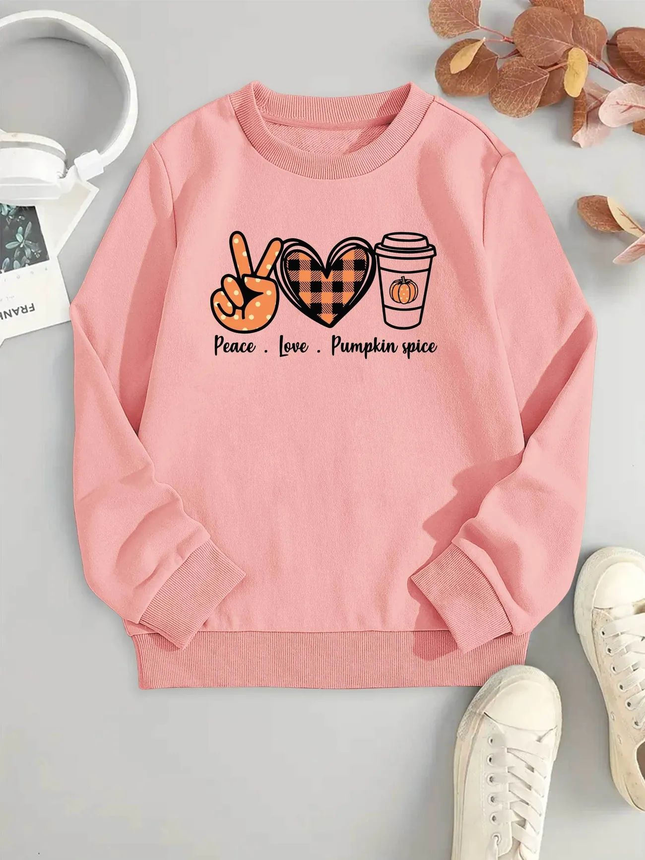 Halloween Girls Victory & Pumpkin Spice Print Sweatshirt, Party Every Round Neck Casual Tops For ... | Temu Affiliate Program