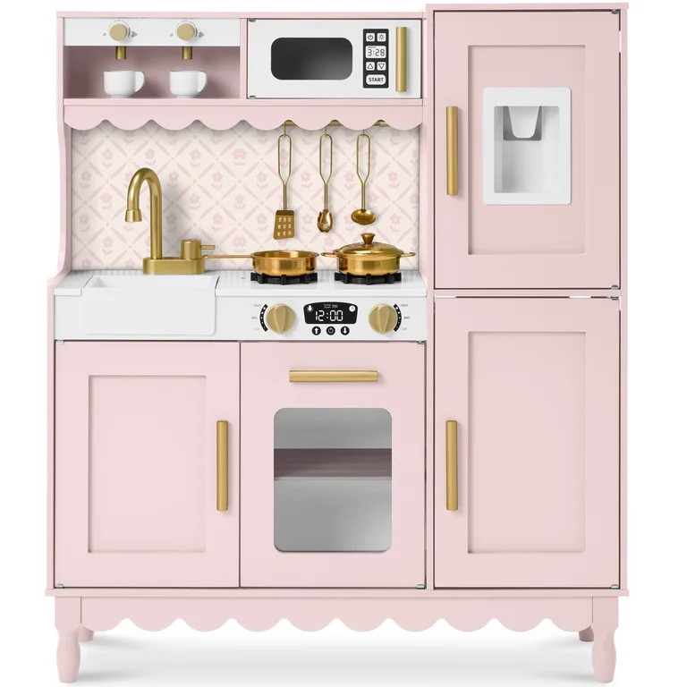 Best Choice Products Wooden Cottage Kids Pretend Play Kitchen with 11 Accessories, Espresso Machi... | Walmart (US)