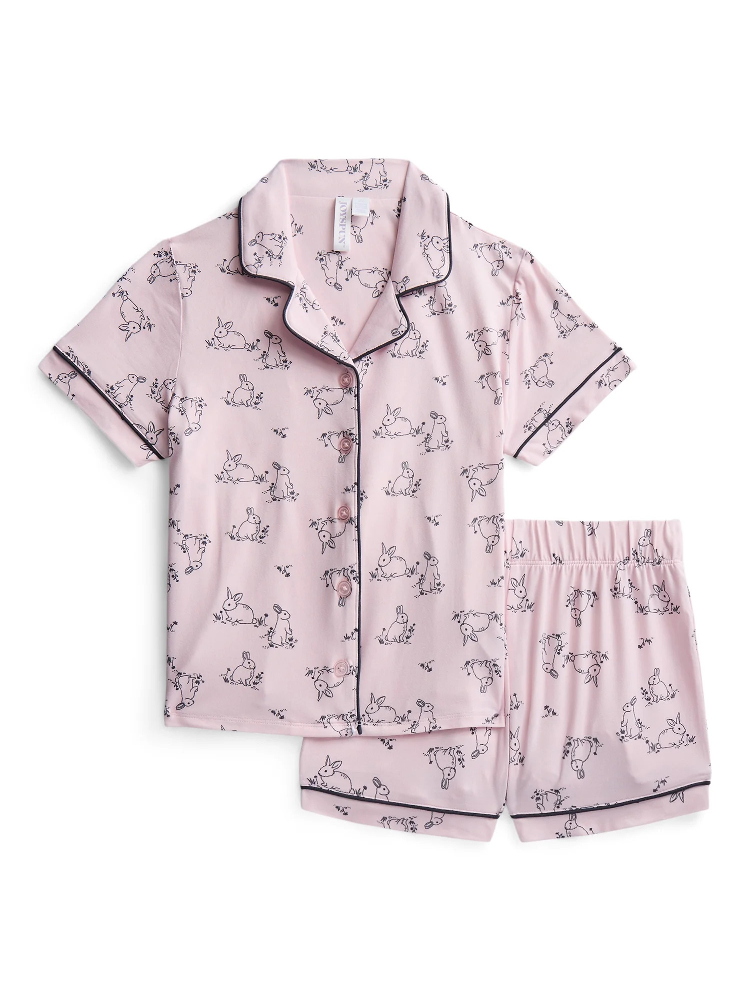 Joyspun Girls Mommy and Me Notch Collar Top and Shorts Family Matching Pajama Set, Sizes XS-XXL | Walmart (US)