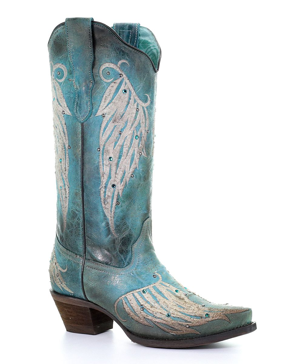 Corral Boots Women's Western Boots TURQUOISE - Turquoise Embroidered Leather Western Bootie - Women | Zulily
