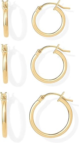 PAVOI 18K Gold Plated 925 Sterling Silver Posts Small Hoop Earrings for Women - Trendy Geometric ... | Amazon (US)