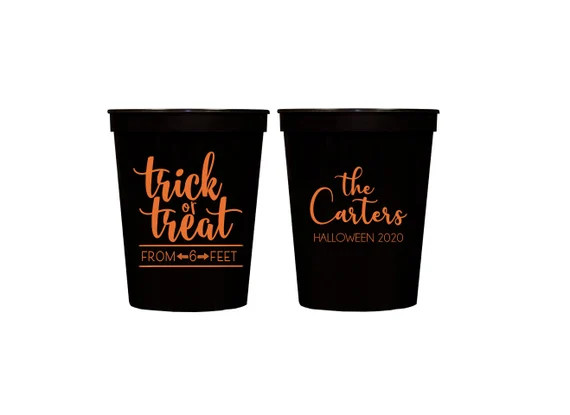 Trick or treat from 6 feet, Halloween cups, Halloween favor, Halloween decor, Trick or treat favo... | Etsy (US)