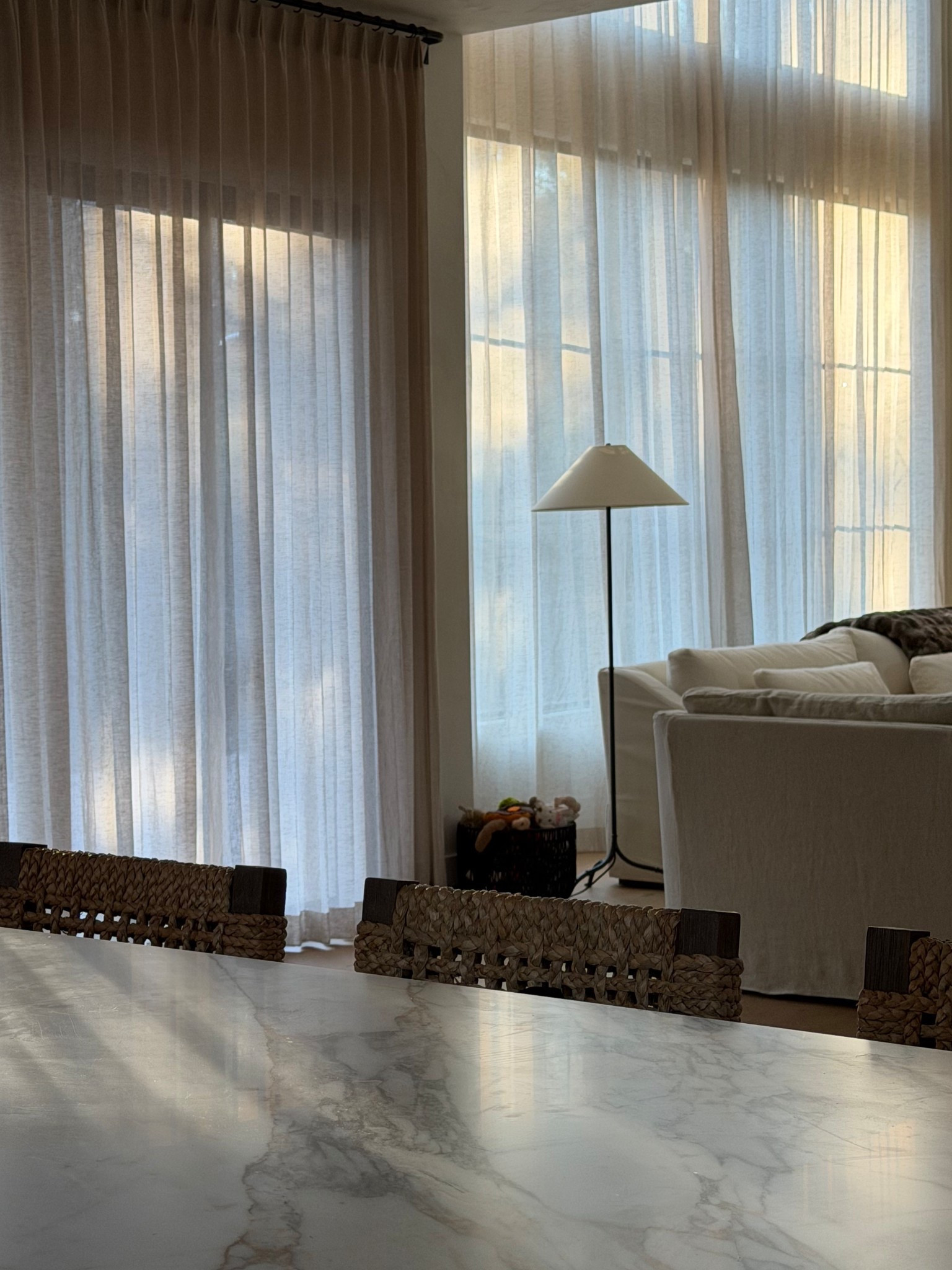 Barstools are RH, curtains are Everhem 