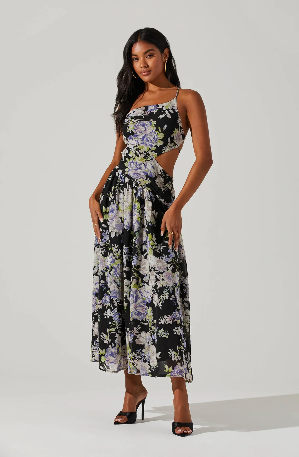 Floral Side Cut Out Midi Dress | ASTR The Label (US)