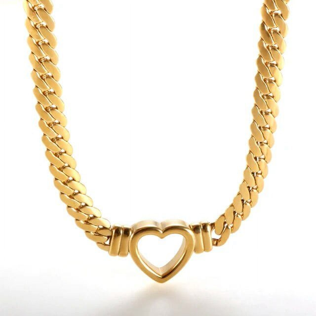 Stainless Steel Heart OT Toggle Love Pendant Waterproof Necklace Cuban Thick Chain for Women Girl... | Walmart (US)