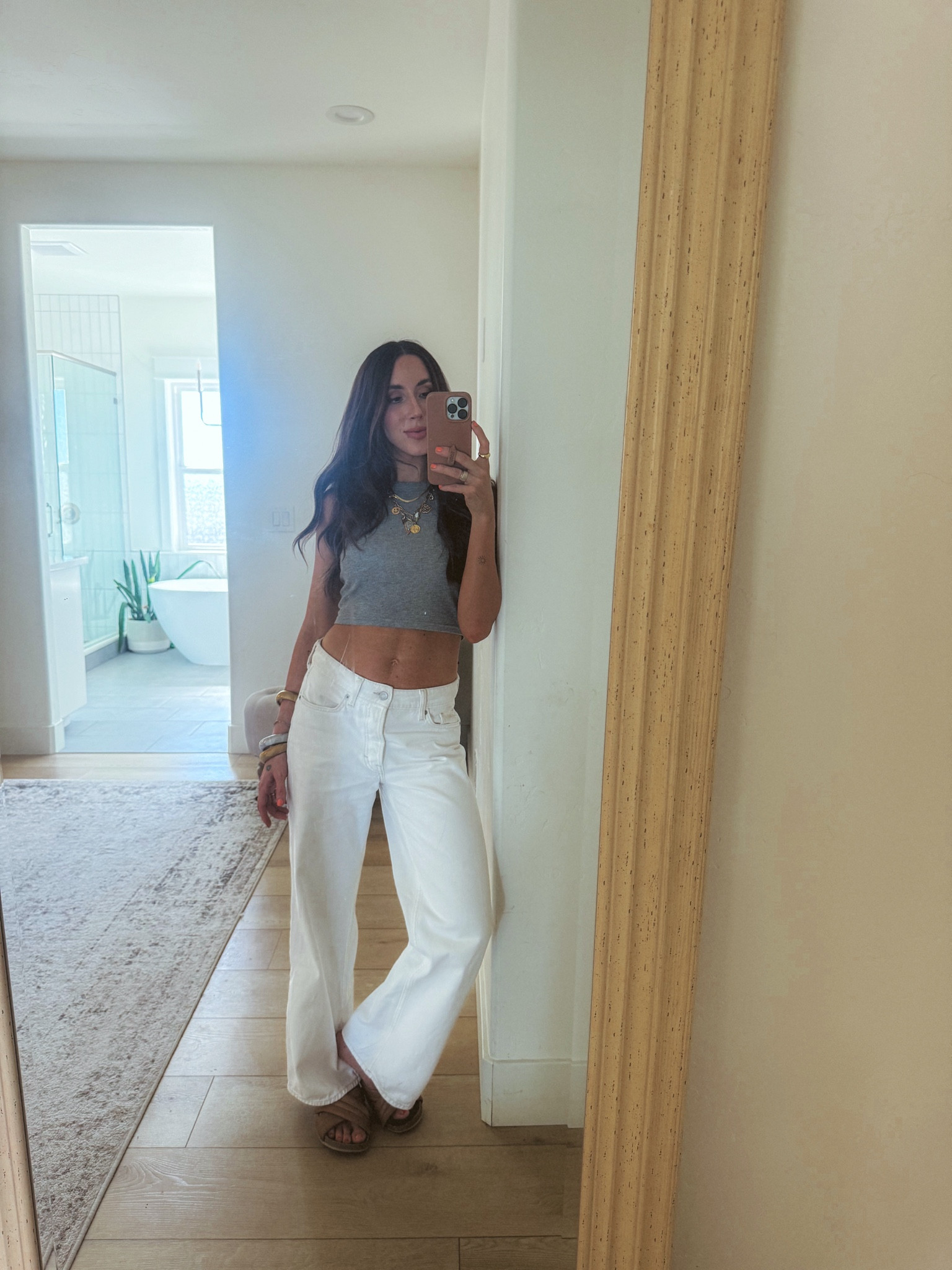 White jeans: summer to fall transition outfit 
