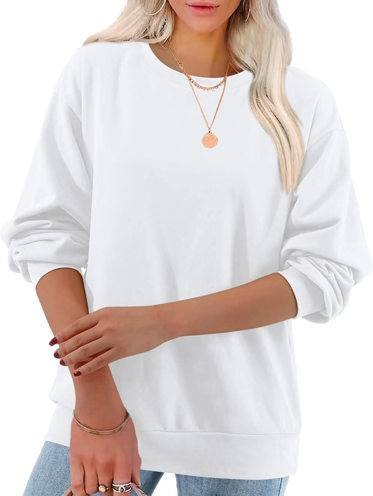 Amoretu Womens Crewneck Sweatshirts Loose Long Sleeve Pullover Tops | Amazon (US)