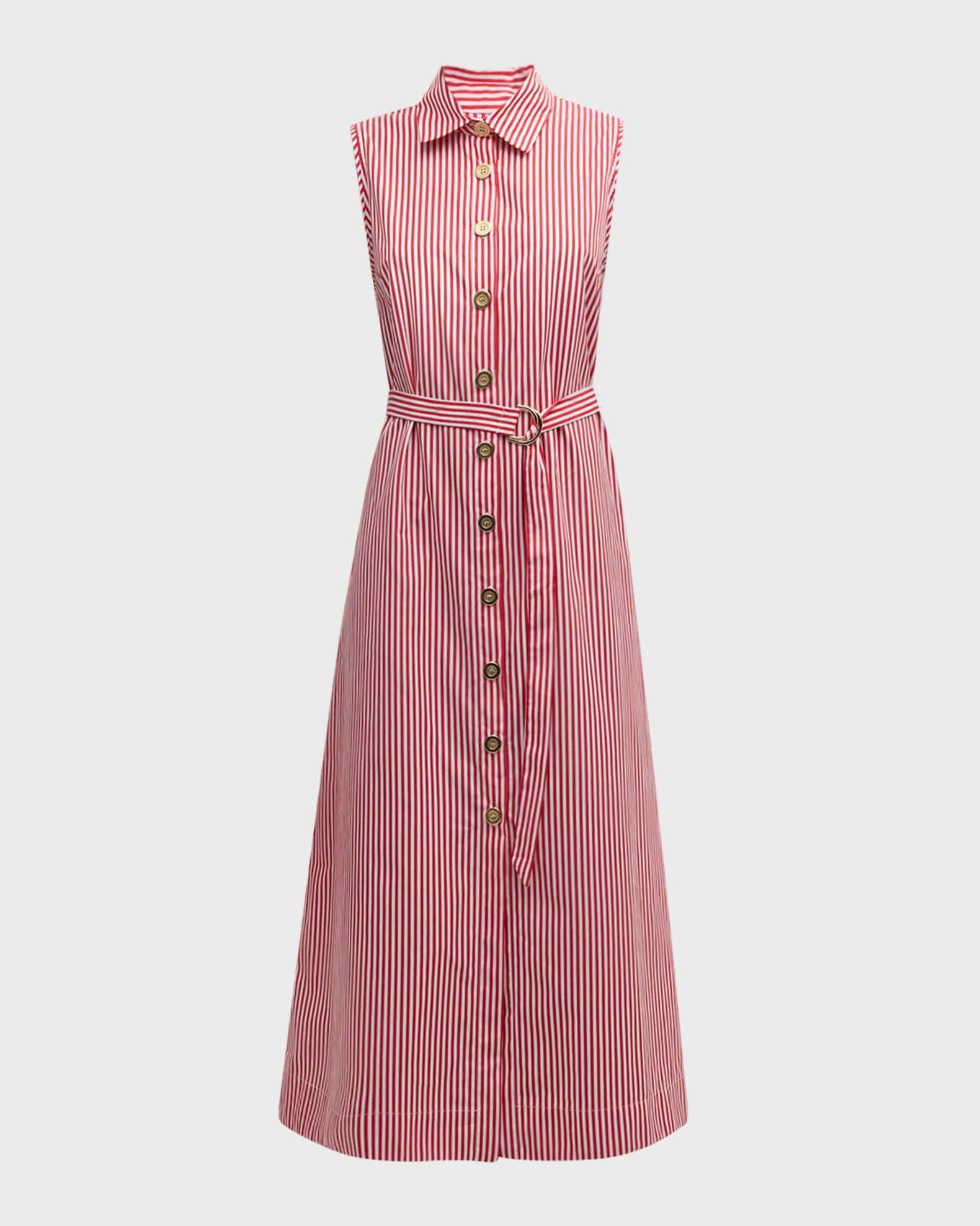 Roy Sleeveless Striped Midi Shirtdress | Neiman Marcus