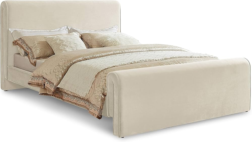 Meridian Furniture Sloan Collection Modern | Contemporary Upholstered Bed with Rich Soft Cream Ve... | Amazon (US)