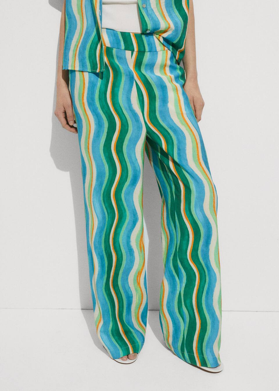 Wide leg printed pants -  Women | Mango USA | MANGO (US)