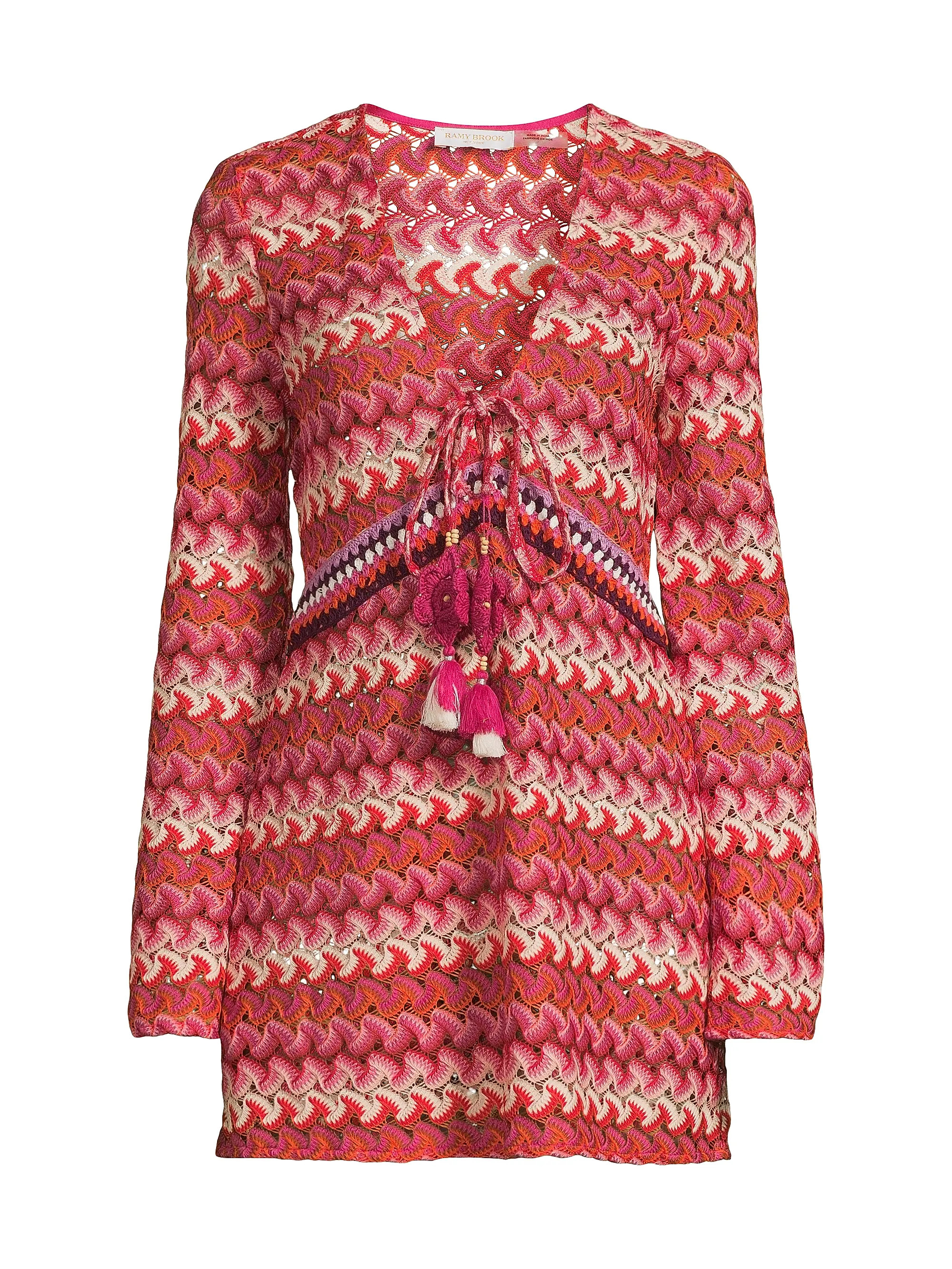Carra Crochet Long-Sleeve Minidress | Saks Fifth Avenue