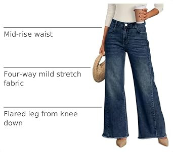Trendy Queen Women's Wide Leg Jeans, Relaxed Loose with Raw Hem Pants | Amazon (US)