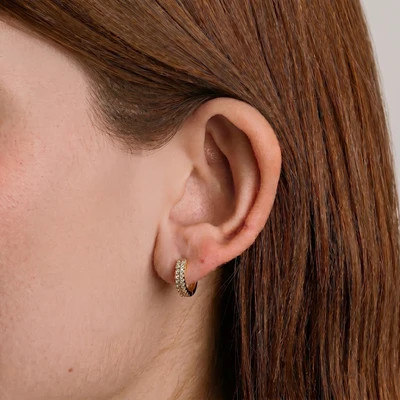 Double Row Hoop Earrings in Yellow Gold | GLD
