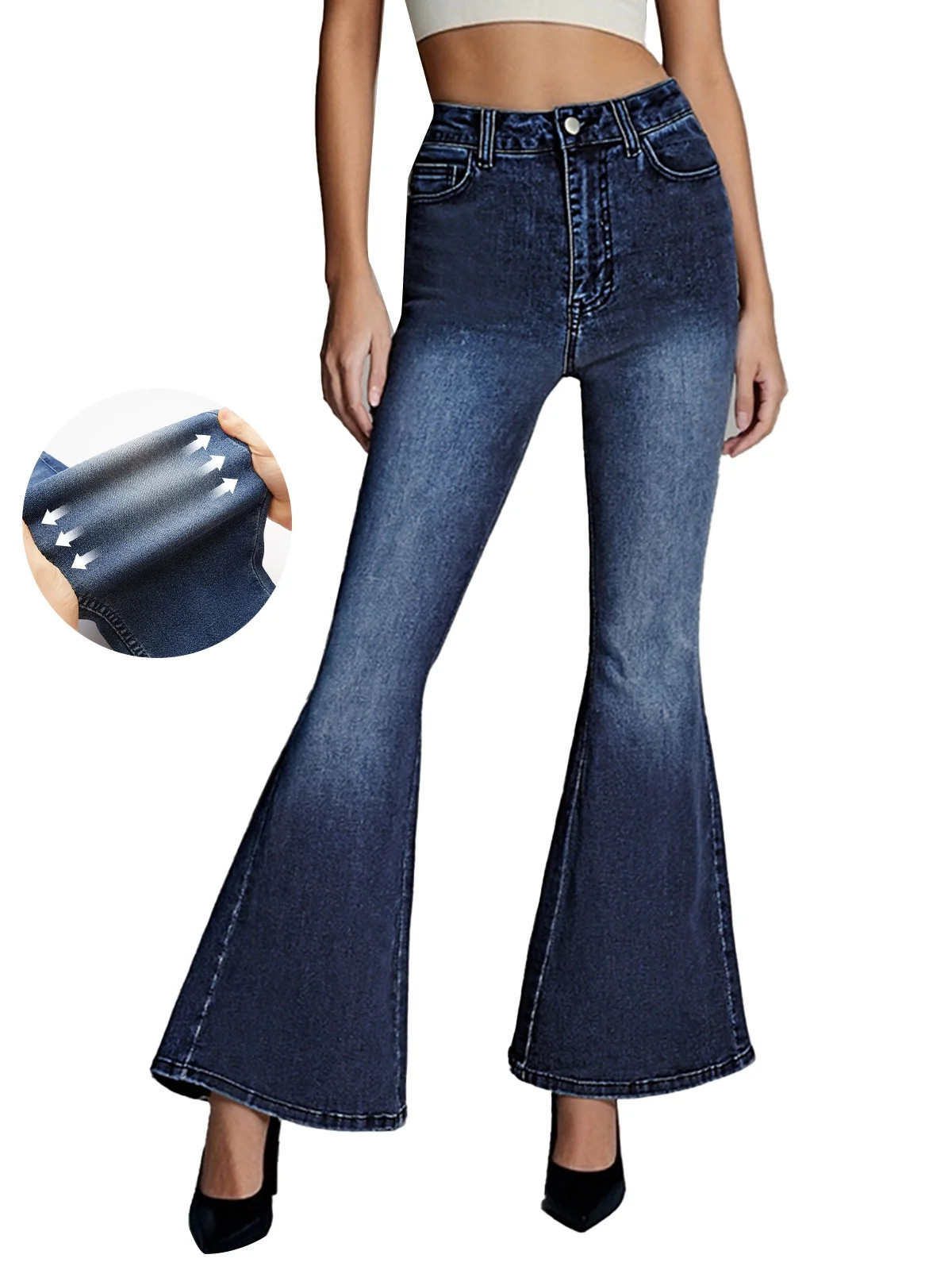 PAOLA RIBONI Women's Flare Bell Bottom Jeans Stretch Wide Leg Jeans Wide Leg Jeans Baggy Stretch ... | Walmart (US)