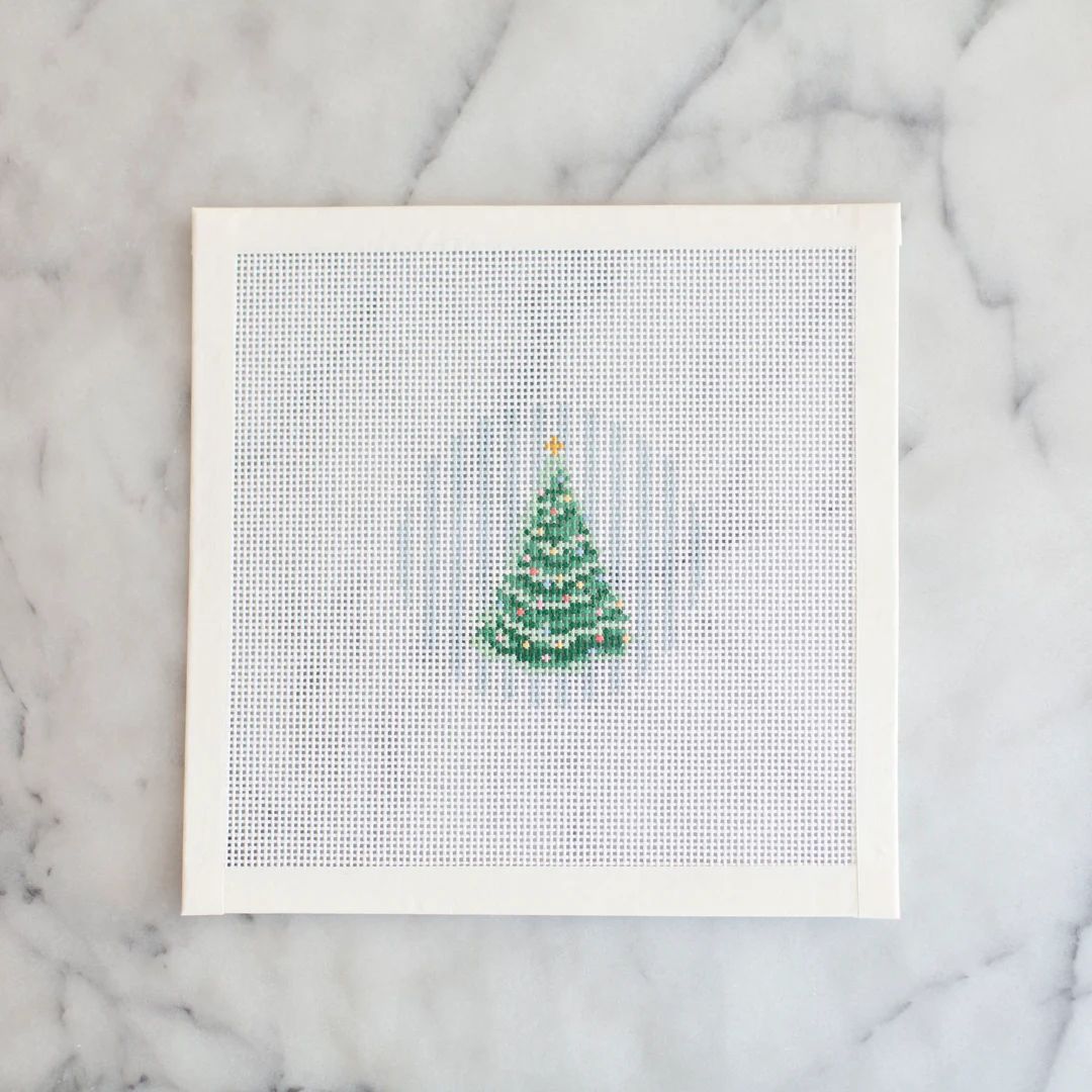 Christmas Tree on Stripes Ornament Needlepoint Canvas - Etsy | Etsy (US)