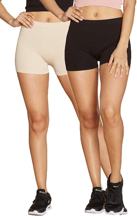 Urban Look Super Stretch Body Enhancing Seamless Ribbed Slip Shorts Biker Shorts for Under Dresse... | Amazon (US)