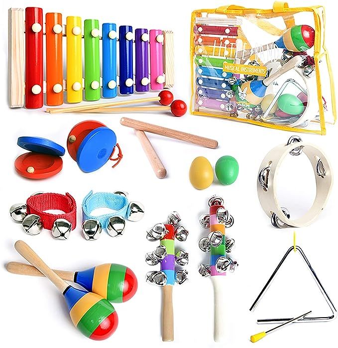 Classic Old School Percussion Set with Big Size Sturdy Wooden Instruments. Excellent Quality Eco-... | Amazon (US)