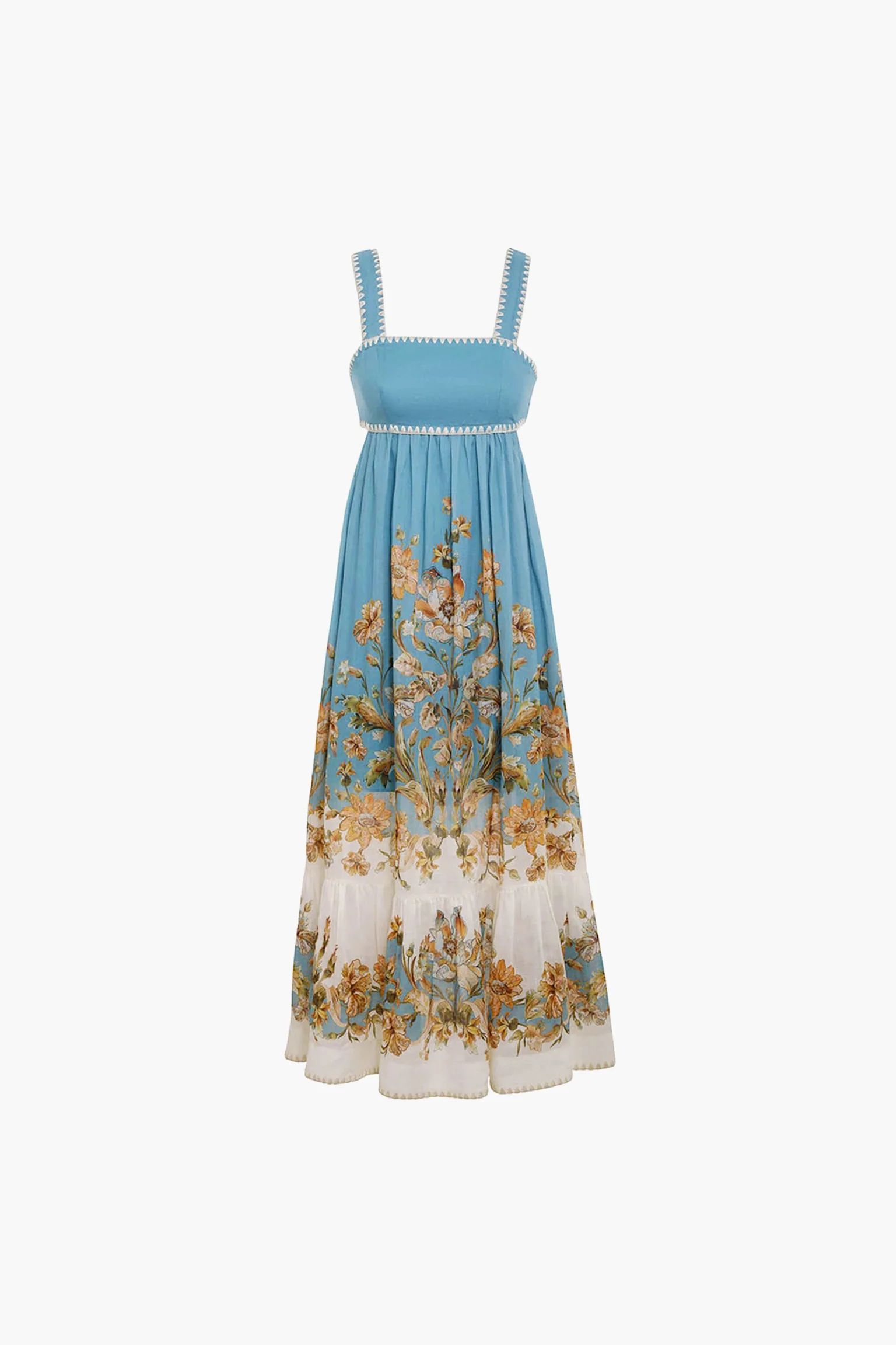 Blue Daisy Floral Chintz Tiered Midi Dress | Tuckernuck (US)