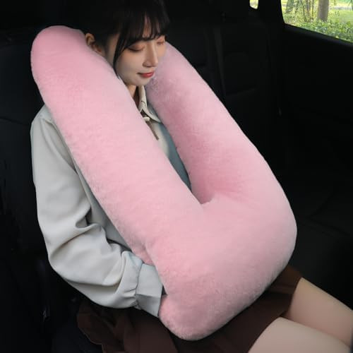 Kids Travel Pillow for Car Seat with Hand Muff, Cartoon Neck & Headrest Seat Belt Pillow for Car ... | Amazon (US)