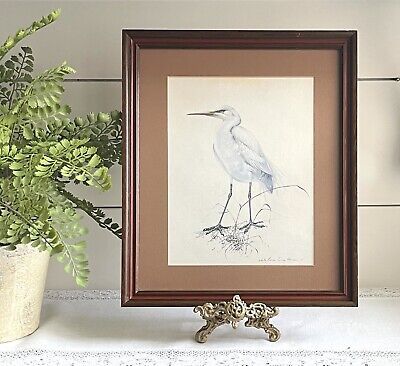 Vintage White Heron by Bruce Harvey 1975 NZ Bird Art Wildlife  | eBay | eBay US
