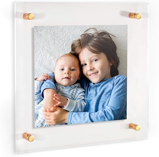 ArtToFrames Floating Acrylic Frame for Pictures Up To 8x8 inches (Full Frame is 12x12) with Gold ... | Amazon (US)
