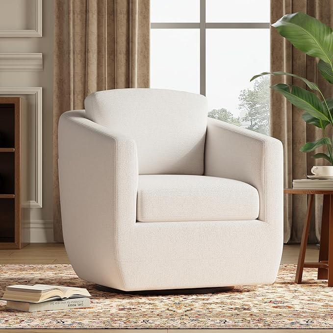 MALOL 360° Swivel Accent Chair- Comfy Living Room Armchair No-Sag Foam & Sturdy Metal Base with ... | Amazon (US)