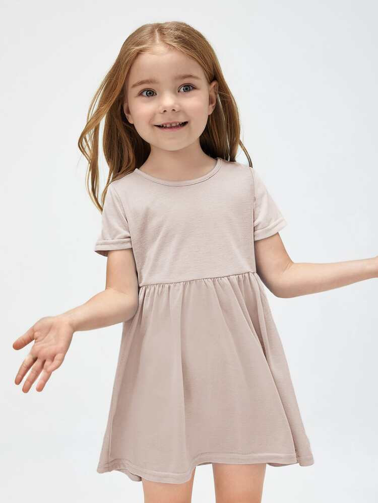 SHEIN BASICS Toddler Girls Solid Smock Dress | SHEIN
