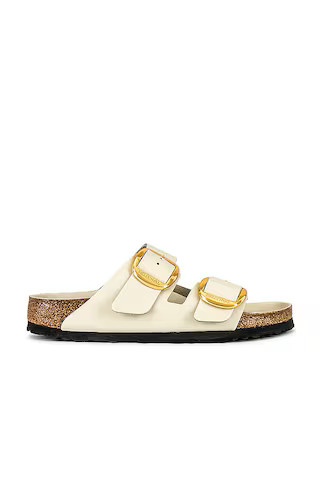 BIRKENSTOCK Arizona Big Buckle High Shine Sandal in Ecru from Revolve.com | Revolve Clothing (Global)