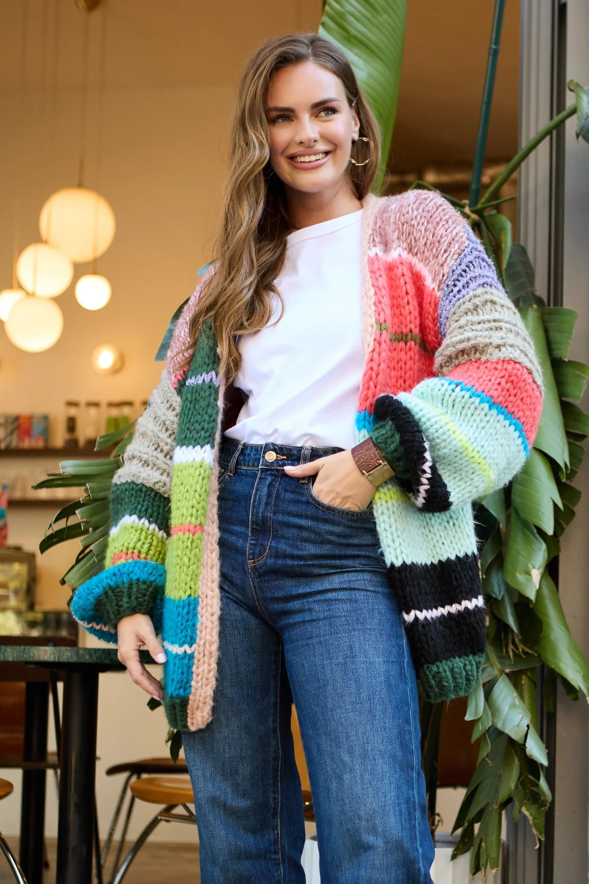 Knitted Rainbow Multitoned Cardigan | Saachi