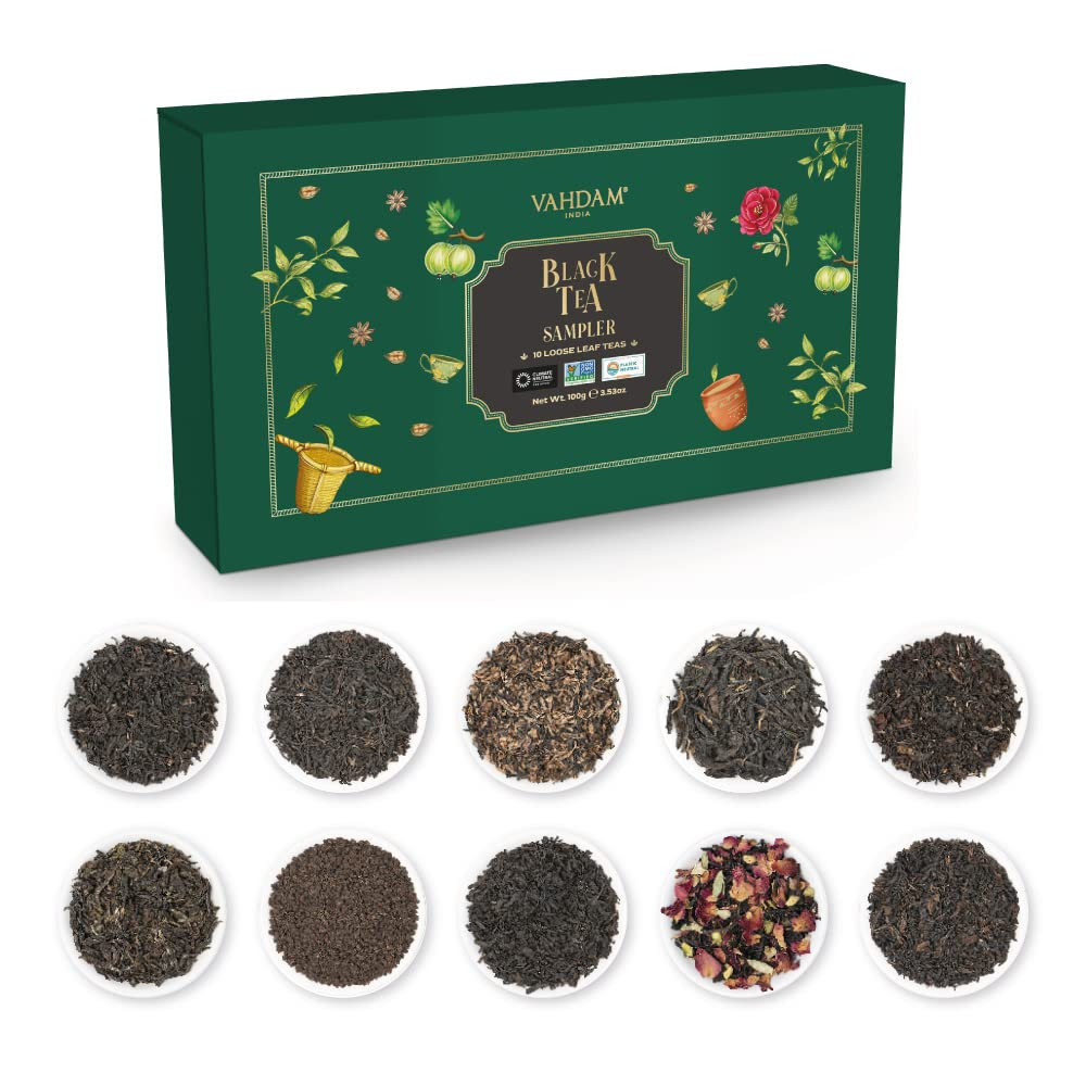 VAHDAM, Assorted Black Tea Sampler Gift Sets (10 Flavors, 50+ Servings) Black Tea Loose Leaf Samp... | Amazon (US)