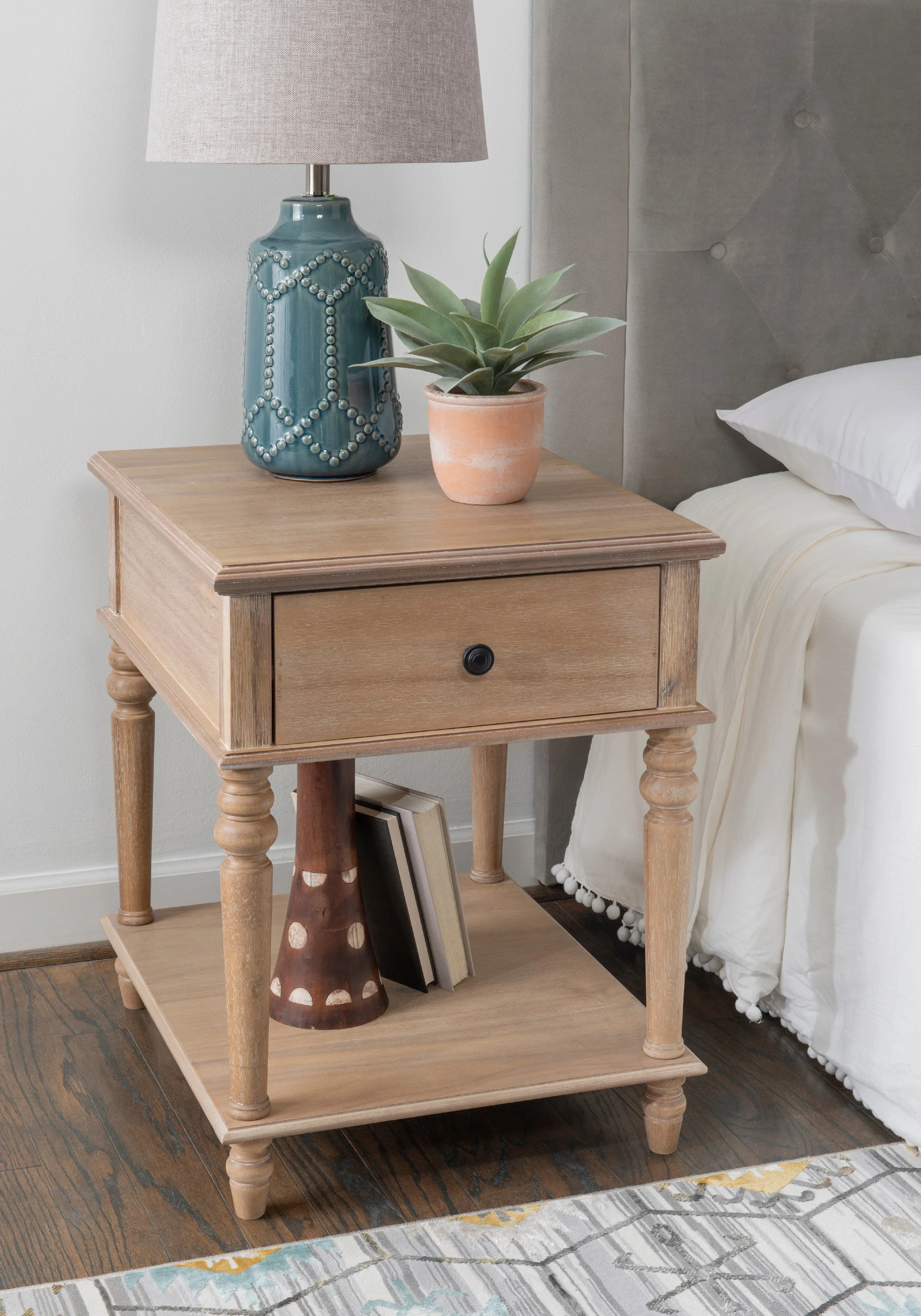 McGhie Single Drawer End Table with Shelf, Natural - Walmart.com | Walmart (US)