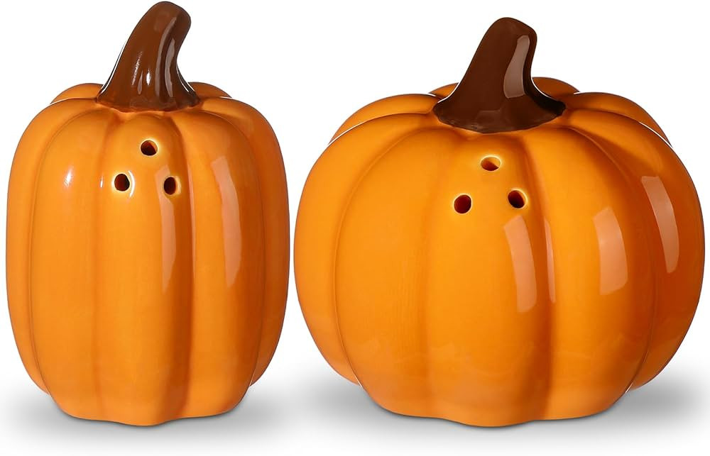 2 Pcs Fall Pumpkin Shaped Salt and Pepper Shakers 3 Inch Ceramic Salt and Pepper Shakers Set for ... | Amazon (US)