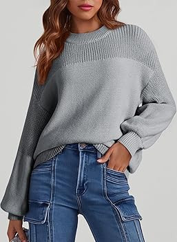 Dokotoo Women's Casual Long Sleeve Sweaters Loose Crewneck Knit Solid Pullover Sweater Jumper Top... | Amazon (US)