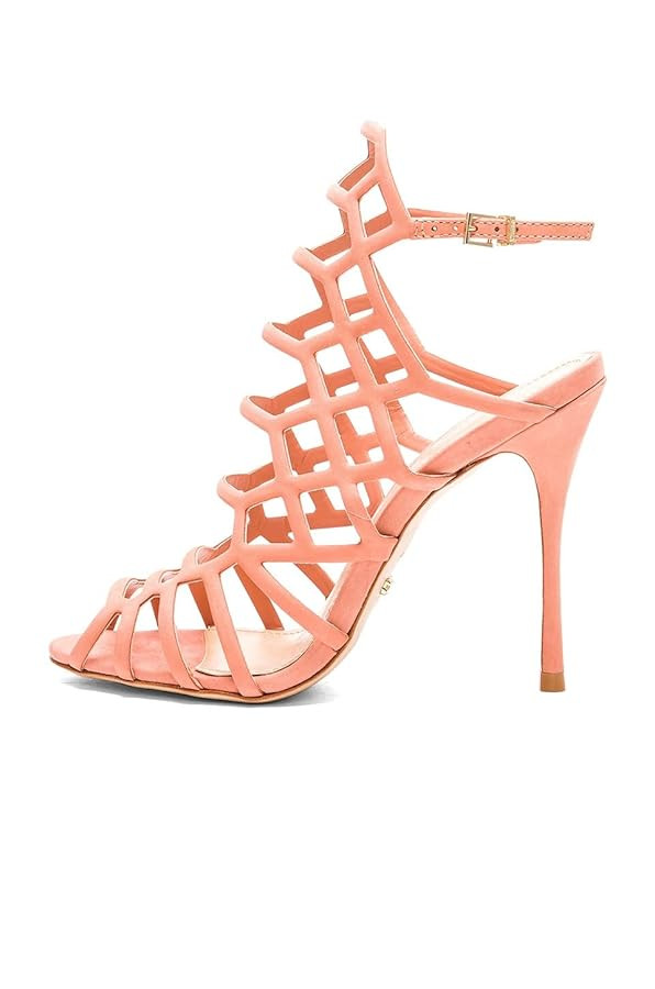 Schutz Juliana Sweat Peach Light Coral Single Sole Stiletto Heel Caged Sandals | Amazon (US)