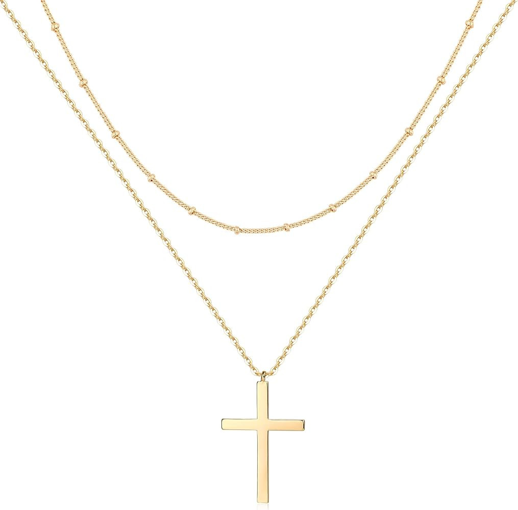 MEVECCO Layered Heart Necklace Pendant Handmade 18k Gold Plated Dainty Gold Choker Arrow Bar Laye... | Amazon (US)