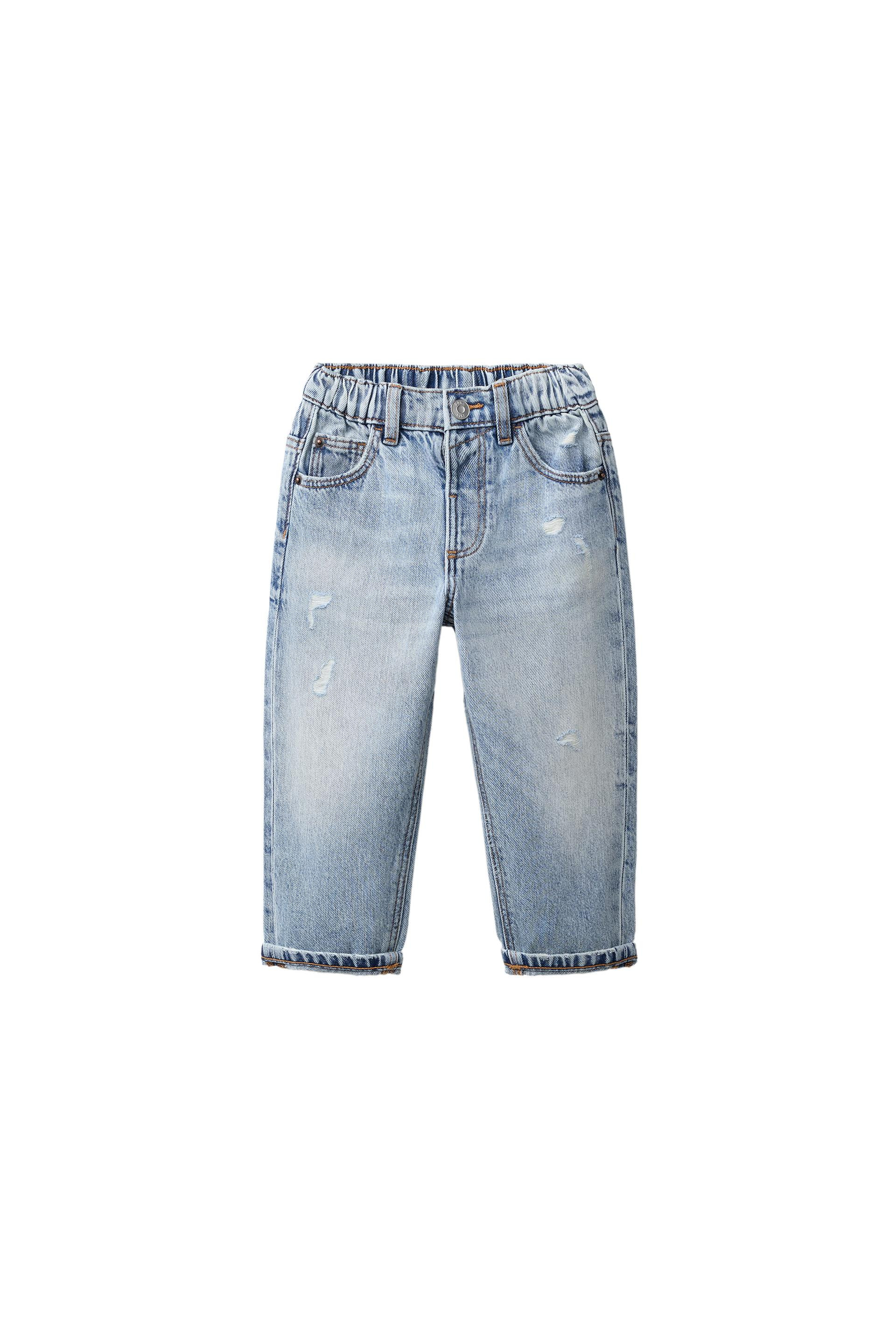 Zara - Ripped Low Straight Jeans - Dark Gray - 6 Years (45,2 Inches) - Kids | Zara US